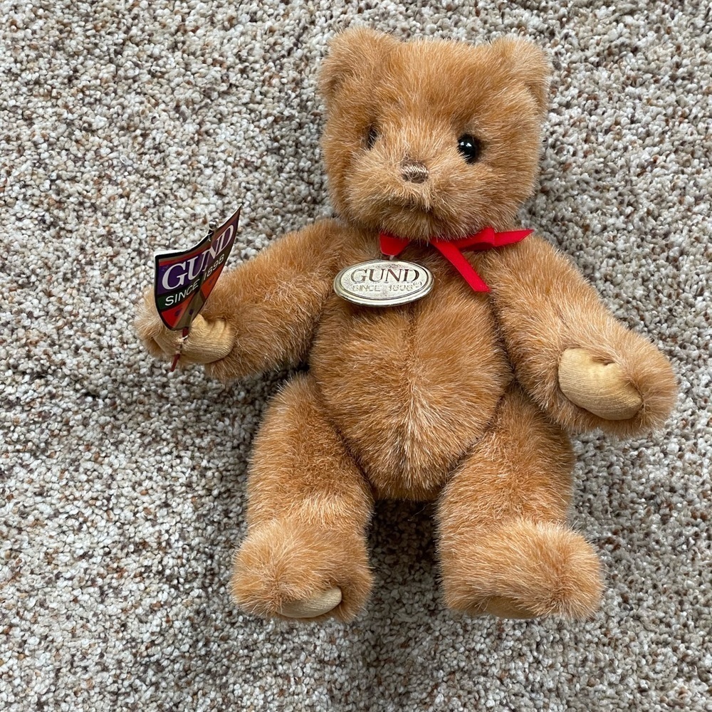 Vintage Gund Teddy Limited Edition 1989 Collector's Bear Gold Tag 8”
